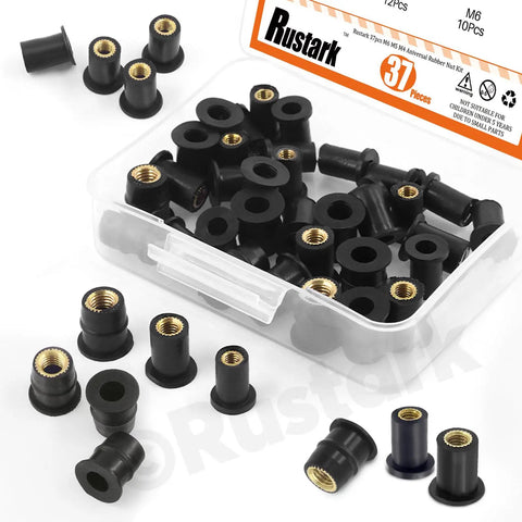 Comprehensive Rubber Well Nuts Kit M4 M5 M6 With Black Neoprene Expansion Nuts Brass Nuts For Fairings And Windshields Kayak Motorcycle Boat Installation DIY Gear A Go To Must Have For Marine And Automotive Projects Including Fairings And Dashboard Mounts