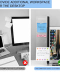 Transparent Monitor Memo Board Set, 2 Pack Slick Acrylic Side Panels installed on desktop monitor with adhesive notes