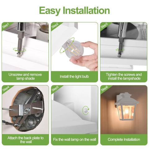 Outdoor Wall Lantern No Fuss Waterproof Porch Light For Front Door Garage And Patio With Anti Corrosion Plastic Build And Clear Acrylic Panels White Finish Bulb Included Sconce Fixture installation steps