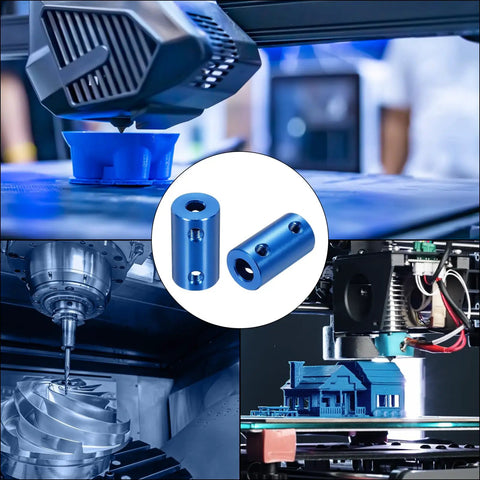 Rigid Screw Coupling 5mm To 7mm Shaft Connector L25mm By D14mm Steel Joint for 3D printers and DIY encoders, blue shaft coupler