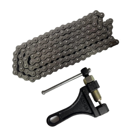 LKSM 420 motorcycle chain, 132-link steel, with chain breaker tool