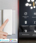 Zigbee Smart Switch Toggle Rocker No Wiring Needed Hub Required Works With Echo Devices With Zigbee Hub Built In Home Assistant Hubitat SmartThings And Homey Easy Installation Snaps On Top Of Existing Toggle Switch For Mechanical Control And Smart on wall switch, white plastic