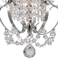 Detail of Plug In Chrome Crystal Chandelier With 14.3 Ft Cord And On Off Switch, Mini Hanging Light Fixture, crystal beads close-up