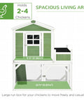49 Inch Chicken Coop With Garden Space And Outdoor Run Cage Weatherproof Hen House For 2 To 4 Birds Green Durable Double Deck Design