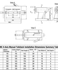 CNC 4-Axis Manual Tailstock Installation Dimensions Summary Table with detailed measurements and views for Top Notch Telescopic Tailstock MT3 Taper Fifty Millimeter Travel Wood Lathe Accessories CNC Machine Built Tough Adjustable Height Zero Hassle Operation For Four Axis Rotary Table Rigs.