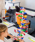 Classroom desks with Stick On Nameplate Pockets For Desks, 40 Pack, Clear Adhesive Covers Measuring 4.7 X 14.2 Inches in use