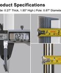 Close-up of 19.7 Inch Wide Floor Squeegee With 51-58 Inch Telescoping Stainless Steel Handle, showing blade thickness and pole diameter.