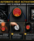 Top Tier Automatic Aerosol Fire Extinguisher Sticker With Super Easy Peel And Stick Mounting For Car Engine Bays EV Battery Cabinets And Electrical Panels Serving Hella Reliable Five Second Flame Shutdown And Totally Maintenance Free Shield That Quickly installed in a compact space with automatic heat activation.