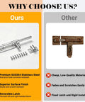 Comparison of Tough As Nails Heavy Duty 6.3 Inch Barrel Bolt Door Latch forged from rust resistant SUS304 stainless steel.
