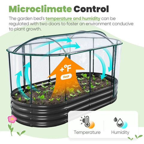 Raised Garden Bed With Clear PVC Cover, Galvanized Oval Garden Box For Outdoors, Extends The Growing Season, Great For Vegetables, Flowers, And Herbs, Easy Assembly, Durable Weatherproof Design
