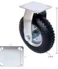 8 Inch Pneumatic Caster Wheels Set Of 4 Swivel And Rigid Heavy Duty for workbench cart with rubber tire and metal plate