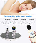 Ultimate 3 In 1 Motorized Rotating Display Stand With 360 Degree Electric Turntable holding astronaut figurines on mirrored surface.
