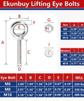 Heavy Duty Stainless Steel Eyebolt Set With Threaded Rings And Nuts For Lifting Indoor Outdoor Use M6 Eyebolts