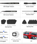 All In One Magnetic Screwdriver Set With 160 Magnetic Bits accessories including tweezers, picks, and suction cup