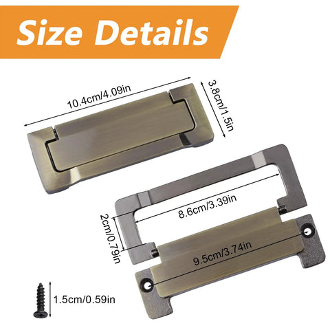 Pocket Door And Drawer Handles Set Flush Pull Ring Handles Zinc Alloy Concealed Furniture Pulls 96mm Bronze Finish