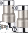 Two Pack Stainless Steel Exhaust Adapter Reducer Kit From 2.5 Inch ID To 3 Inch OD With Clamps, detailed close-up view