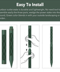 Outdoor Power Stake With 6 Foot Green Extension Cord, IP44 Waterproof, 3 Grounded Outlets With Protective Covers diagram