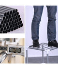 Super Spacious Portable Storage Closet And Versatile Wardrobe Organizer Game Changing Dorm Essential With Quick Assembly Frame for sturdy steel tubes supporting a person standing.