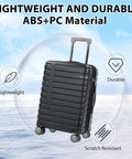 Hard Shell Carry On Luggage With Spinner Wheels Expandable 21 Inch Cabin Suitcase airline approved durable black