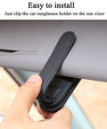 Hella Secure Magnetic Leather Car Visor Sunglasses Holder Stays Put With No Sweat, easy clip installation on sun visor.