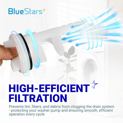 Washer Drain Pump Filter Replacement For GE Washing Machines, Easy Install Lint Debris Filtration in hand view.