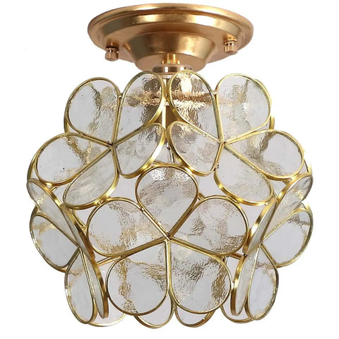 Cherry Blossom Tiffany Style Stained Glass Flower Petals Ceiling Light For Home Decor, 8 Inch Handmade Lampshade, Copper Foil Craft