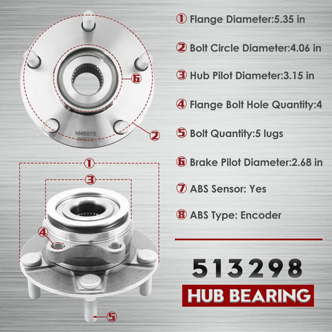 2 Pack Front Wheel Hub And Bearing Assembly Fit For 2008 Through 2013 Rogue 2014 Through 2015 Rogue Select And 2007 Through 2012 Sentra