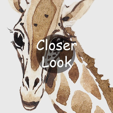 Giraffe detail from Safari Jungle Wall Mural For Kids Room In Watercolor Animals Style, Nursery Decor, Not Peel And Stick, Requires Paste