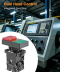 Dual Head Push Button with Signal Lamp for Industrial Control Panels and Automation Systems Start Stop Switch with Indicator