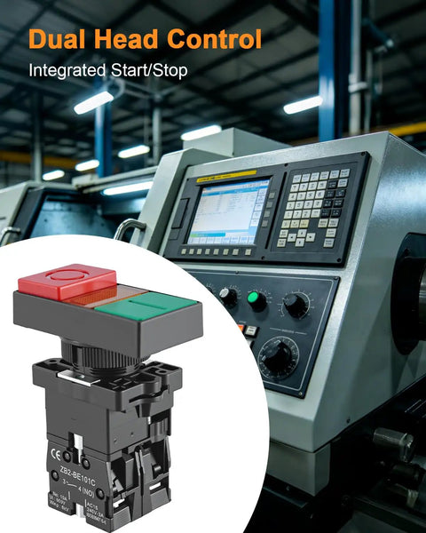 Dual Head Push Button with Signal Lamp for Industrial Control Panels and Automation Systems Start Stop Switch with Indicator