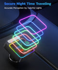 54W Four Port Car Charger With PD36W And QC3 18W Fast Charging Wireless FM Transmitter with LED backlit in car.