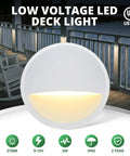 Low Voltage 12V Outdoor Landscape Deck Light Set, LED 2W Step Lights in Die Cast Aluminum With White Powder Coat, nighttime view