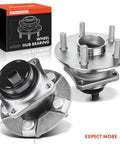 Two Pack Rear Wheel Bearing And Hub Assembly With ABS And Five Lug Compatible With Toyota Corolla Matrix Prius And Pontiac Vibe From 2003 To 2008 FWD Only Easy Install shown with packaging