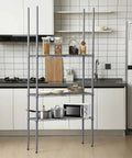 4 Pack 74 Inch Wire Shelving Post Set With Eight Heavy Duty Chrome Pole Sections And Fifty Shelf Clips For 1 Inch Wire Shelving Racks In Black Finish Garage Ready For Garages Warehouses And Retail Backrooms in kitchen setup