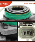 Close-up of pair of front wheel hub bearing assemblies, sealed hub with ABS sensor, replacement for Chevy Impala and others, 5-lug