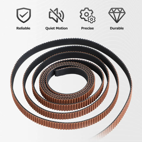 3D Printer Timing Belt Kit For X Y Z Axis Grippy Non Slip Rubber Belts With Brown Fabric Coating For Superior Grip And Precise Motion 3 Piece Set Replacement For X1 P1P P1S, coiled belts