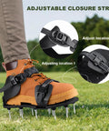 Lawn Aeration Shoes With 2 Inch Stainless Steel Spikes Adjustable Straps Tool Free Setup Grass Aerator Sandals For Lawn Care