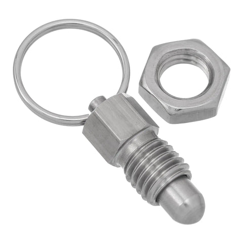 Heavy Duty Stainless Steel M12 X 12Mm Thread Ball Head Indexing Spring Plunger With Pull Ring 8Mm Pin Diameter and nut