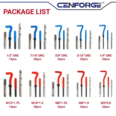 320-Piece Thread Repair Kit For SAE And Metric Threads With HSS Drill Bits Taps 304SS Inserts And Break Off Pins