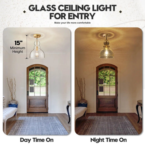 Gold Seeded Glass Pendant Lights For Kitchen Island And Hallway Large Hand Blown Brass Ceiling Pendant Fixture Over Table 10 Inch Modern Vintage Style Lighting For Kitchen Sink And Entryway Showpiece Vibe