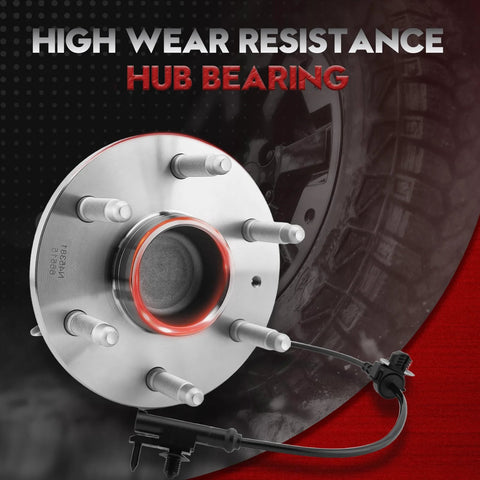 Front Wheel Bearing Hub Assembly With ABS 2WD Drop In Fit For 2007 Through 2014 Escalade ESV, 2007 Through 2013 Silverado 1500, Tahoe, Avalanche, Suburban 1500, Sierra 1500, Yukon XL 1500, Six Lug Front Left Or Right