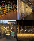 Curtain Icicle Lights 13ft By 6.5ft Warm White Low Voltage 30V With 20 Strings Of 13 LEDs Each 8 Modes for outdoor decor