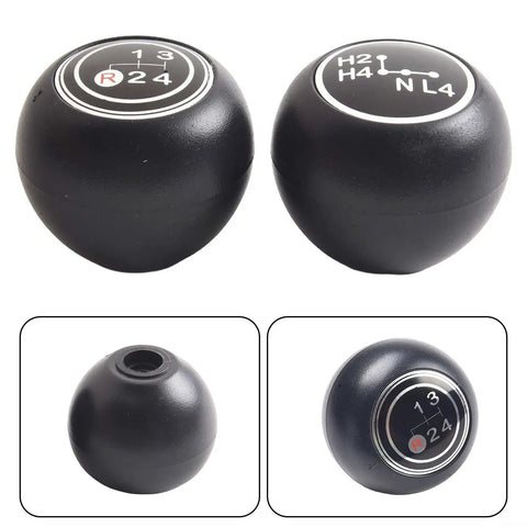 Sweaty Hands Upgraded 2-Pack Black Plastic Manual Gear Shift Knob And Transfer Case Lever Handle Kit For Toyota Land Cruiser FJ40 With Smooth Four Speed Shifting That Fits Like A Glove From 1969 To 1986 Direct Factory Replacement. black plastic 2-pack shift knobs