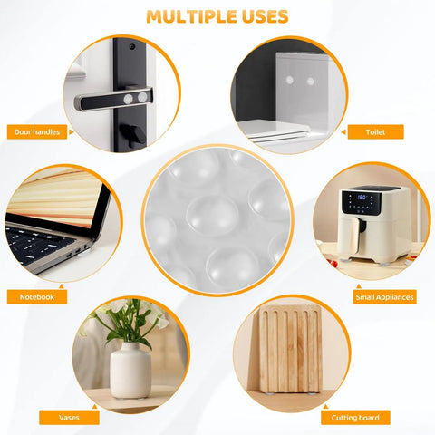 Clear Cabinet Door Bumpers 120 Pack Self Adhesive Rubber Cushions For Quiet Cabinets And Drawers Multiple Uses Display