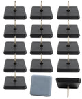 Twelve Pack Nail On Furniture Glides For Wooden Furniture Square Teflon Sliders Pads With Metal Pin PTFE Floor Protectors