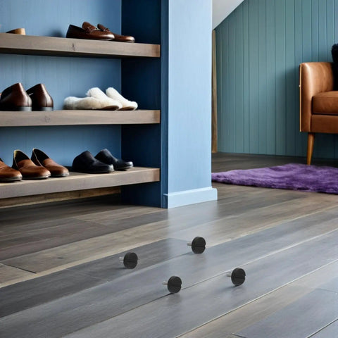 Adjustable Feet Levelers For Chairs Table Legs And Stools M6 Screw On Furniture Glides in a room with wooden floors