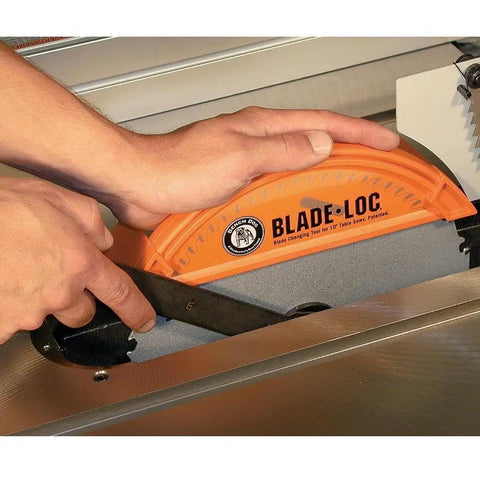 Blade Loc Table Saw Changing Tool For Safer Blade Changes Protect Your Hands Guard Sharp Teeth Secure Installation And Smooth Removal During Routine Maintenance Tasks in use on a table saw