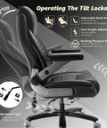 600Lbs Big And Tall Heavy Duty Office Chair With 5D Flip Arms Pocket Spring Cushion High Back Ergonomic Desk Chair With Lumbar Support Dual Rubber Wheels Extra Plush Padding For All Day Comfort tilt lockout feature