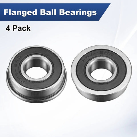 Four Pack Flanged Ball Bearings With Double Rubber Seals Three Eighths Inch Bore And Seven Eighths Inch Outer Diameter Chrome Steel Deep Groove Bearings For Wheelbarrows 3D Printers Fax Machines Power Tools And DIY Projects, 4 pack
