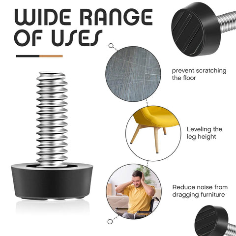 1/4-20 UNC Adjustable Furniture Leveling Feet Kit With Galvanized Steel Screws prevent floor scratches and reduce noise